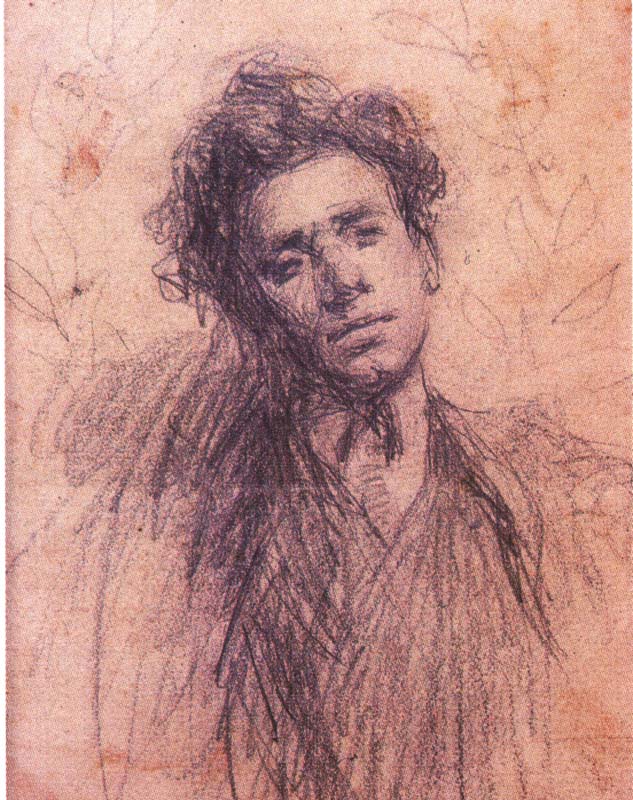 AUTORITRATTO, 1900 C., MATITA E PASTELLO SU CARTA, CM 18X13,5