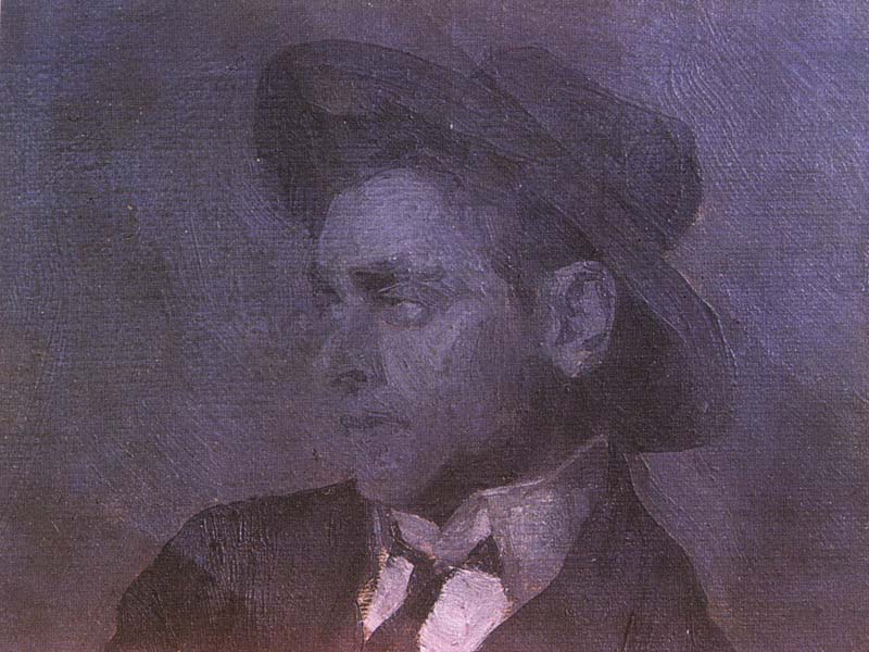 AUTORITRATTO, ANNI 10 C., OLIO SU TELA, CM 11X14