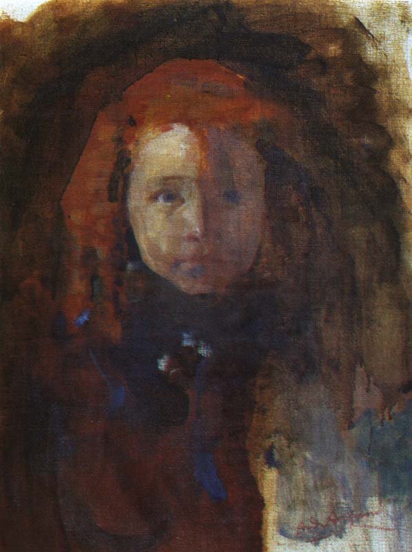 BAMBINA CON RICCIOLI, ANNI 40, OLIO SU CARTONE TELATO, CM 49,5X39,5