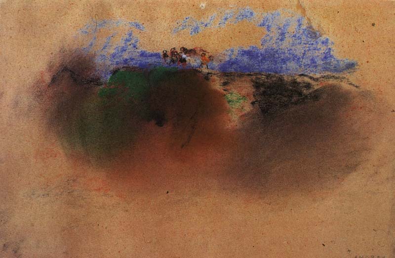 BIMBI SUL COLLE, ANNI 60, PASTELLO SU CARTA, CM 19X29