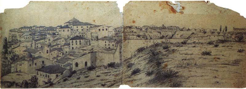 CASTROVILLARI, 1890, MATITA SU CARTA, CM 15X42