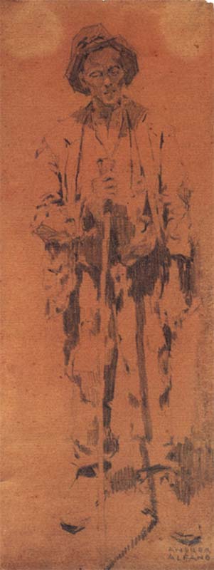 CIECO MENDICANTE, 1891, MATITA SU CARTA,CM 19X7