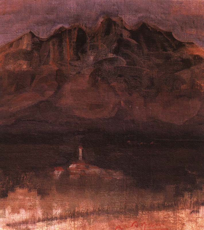 DOLOMITI, ANNI 40, OLIO SU TELA, CM 51X45