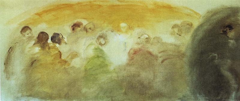 IL CENACOLO, 1956, OLIO SU TELA, CM 74,5X174