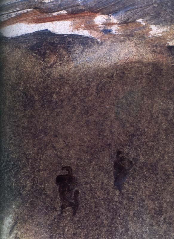 PAESAGGIO, ANNI 60, OLIO SU CARTA, CM 17X25 ( PARTICOLARE )
