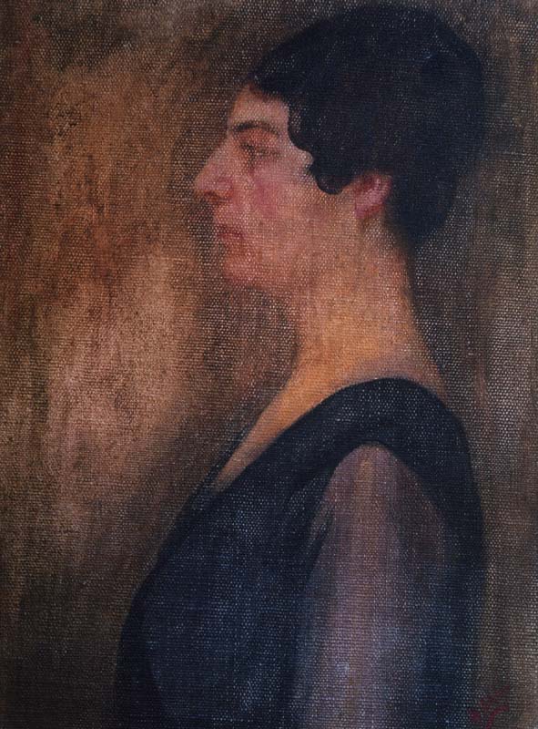 RITRATTO FEMMINILE, ANNI 20 C., OLIO SU TELA, CM 65X50